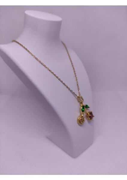 Zirkon Taşlı Kiraz Figürlü Çelik Kadın Kolye fiyatları