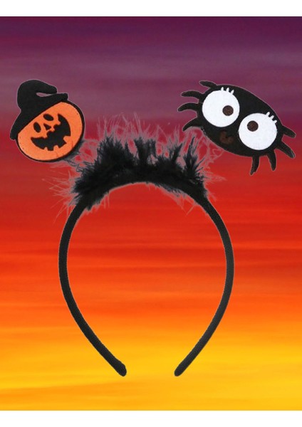 Halloween Cadılar Bayramı Taç Bal Kabağı ve Örümcekli 2li Model Parti Aksesuarı