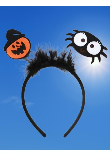 Halloween Cadılar Bayramı Taç Bal Kabağı ve Örümcekli 2li Model Parti Aksesuarı fiyatları