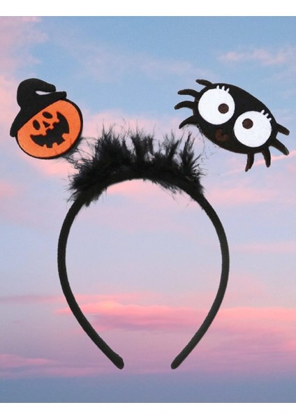 Halloween Cadılar Bayramı Taç Bal Kabağı ve Örümcekli 2li Model Parti Aksesuarı modelleri