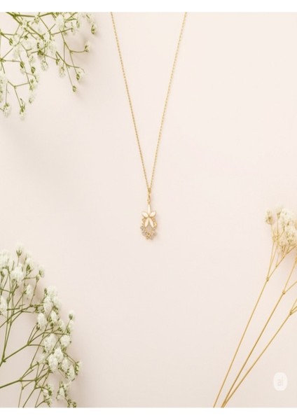 Kadın Çelik Zirkon ve Inci Detaylı Çiçek Kolye – Zarif, Hediye Seçeneği 316L Çelik fiyatları