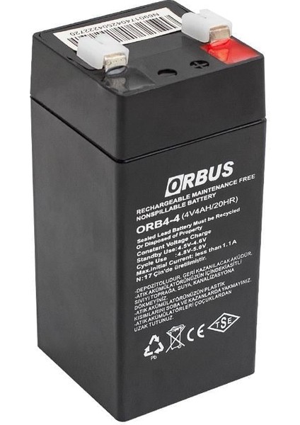 Orb4-4 4 Volt 4 Amper Dik Akü (45X45X100 Mm)