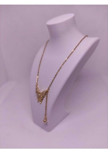 Zirkon Taşlı Kelebek Figürlü Çelik Kadın Kolye fiyatları