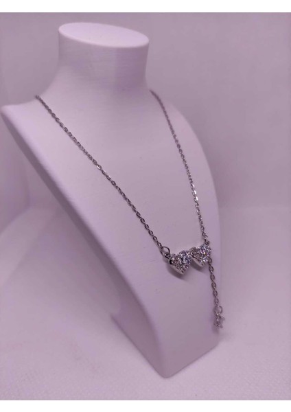 Zirkon Taşlı Çift Kalp Figürlü Çelik Kadın Kolye fiyatları