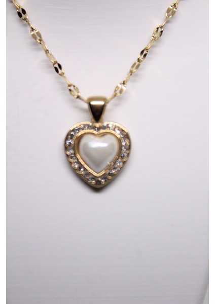 Çelik Kalp Figürlü Zirkon Taşlı Kadın Kolye – 316L Paslanmaz Çelik, Zarif ve Işıltılı Tasarım