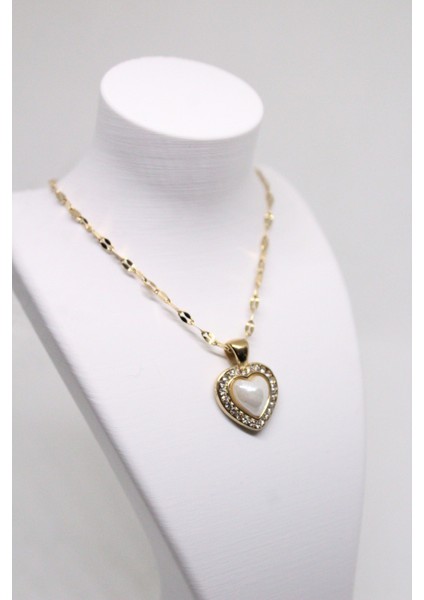 Çelik Kalp Figürlü Zirkon Taşlı Kadın Kolye – 316L Paslanmaz Çelik, Zarif ve Işıltılı Tasarım modelleri