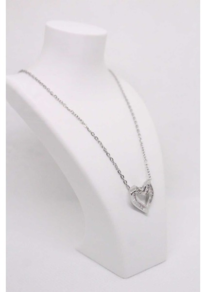 Çelik Paslanmaz Zirkon Taşlı Sonsuz Kalp Kadın Kolye