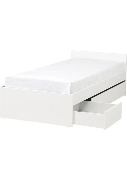 Vıhals / Luröy Tek Kişilik Karyola Beyaz 90 x 200 cm 2 Çekmeceli