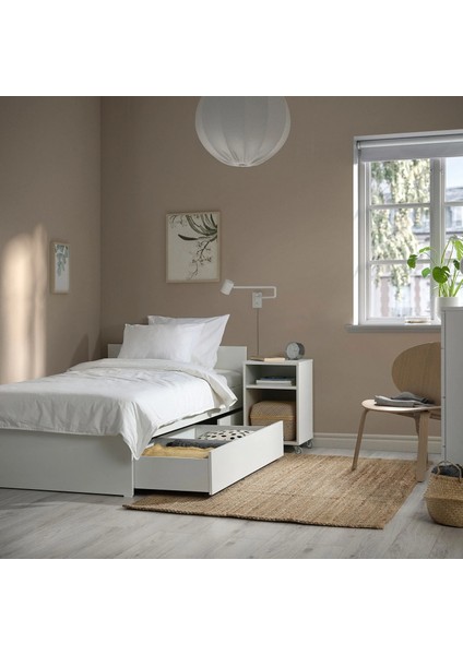 Vıhals / Luröy Tek Kişilik Karyola Beyaz 90 x 200 cm 2 Çekmeceli fırsatları