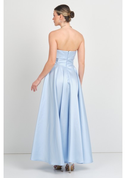 Kadın Straplez Uzun Abiye Elbise 6068 Bebe Mavisi indirimleri