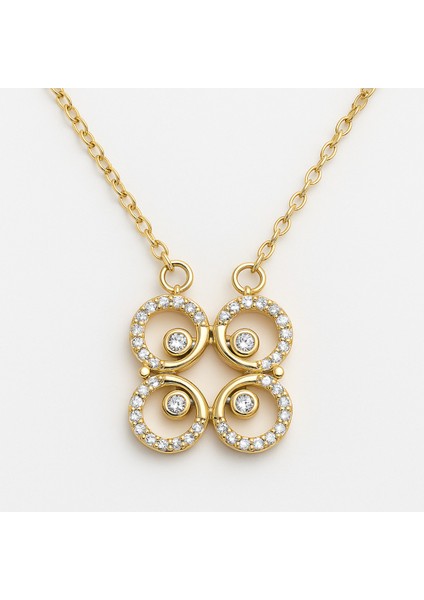 Zirkon Taşlı Lüks Beş Daire Çelik Kadın Kolye fiyatları