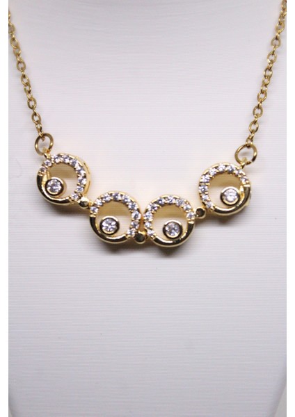 Zirkon Taşlı Lüks Beş Daire Çelik Kadın Kolye modelleri