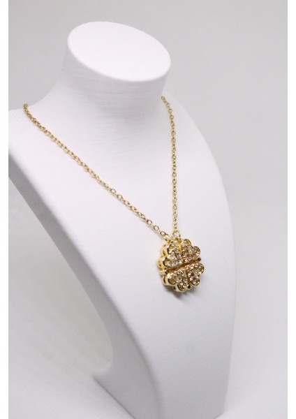 Yonca Kalp Zirkon Taşlı Lüks Çelik Kadın Kolye fiyatları