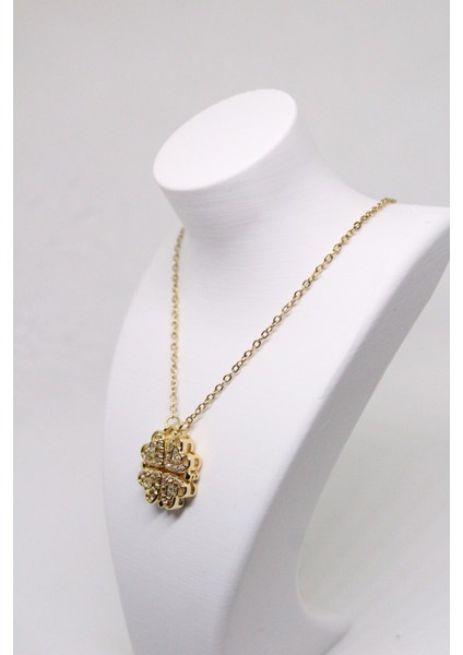 Yonca Kalp Zirkon Taşlı Lüks Çelik Kadın Kolye modelleri