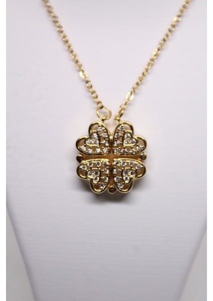 Yonca Kalp Zirkon Taşlı Lüks Çelik Kadın Kolye