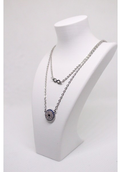 Zirkon Taşlı Sonsuzluk Nazar Kadın Kolyesi – 316L Paslanmaz Çelik, Çift Set fiyatları