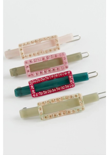 Dikdörtgen Taşlı Klipsli Toka