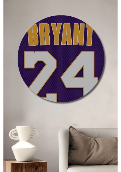 Kobe Bryant 24 Nba Ahşap Mdf Dekoratif Ev/işyeri Duvar Tablo Yuvarlak Ev/işyeri Duvar Tablo