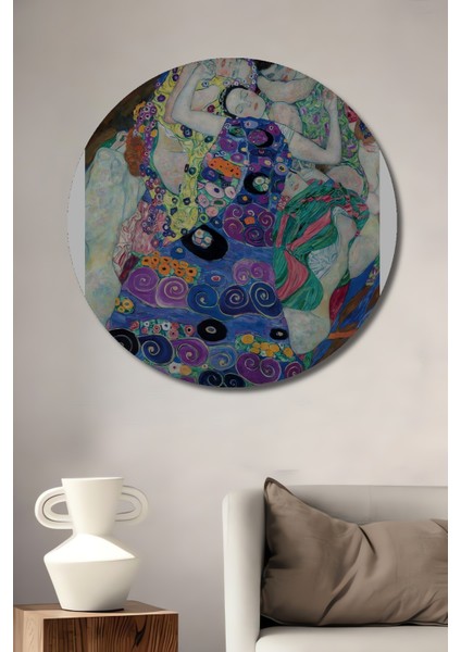 Gustav Klimt Ahşap Mdf Dekoratif Ev/işyeri Duvar Tablo Yuvarlak Ev/işyeri Duvar Tablo