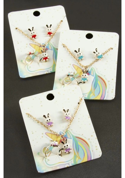 Tavşan Mineli Set Kolye