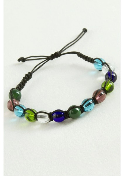 Cam Boncuk Makrome Ip Bileklik