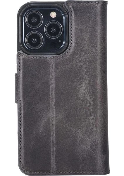 Apple iPhone 13 Pro Uyumlu Deri Cüzdanlı Kılıf VS4EF Gri fırsatları