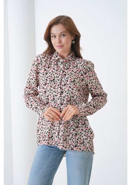 Kadın Tesettüre Uygun Desenli Uzun Kol Pamuk Şık Büyük Beden Curve Rahat Gömlek fiyatları