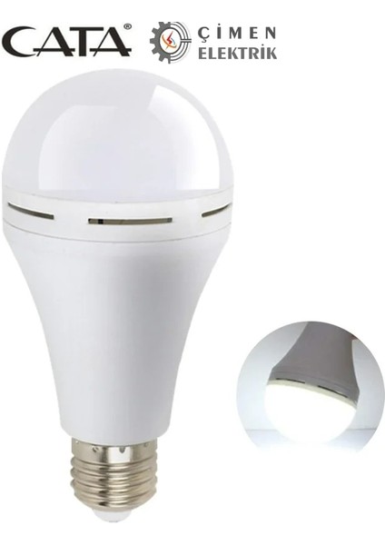 Cata Ct 4229 9W Şarjlı LED Ampul 6400K Beyaz Işık