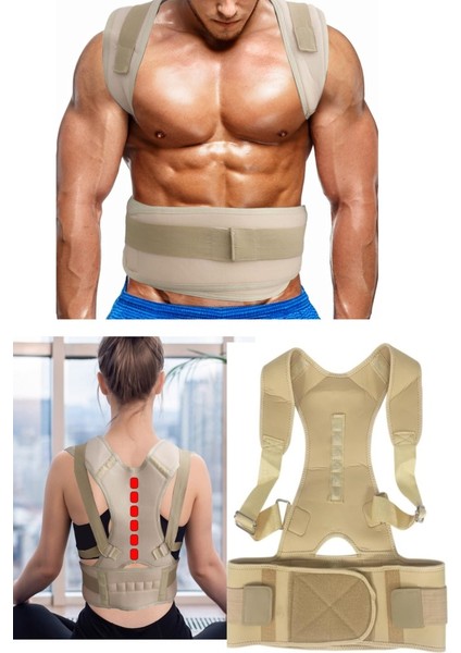 Bej Dik Duruş Korsesi Kamburluk Önleyici Bel Omuz Vücut Şekillendirici Mıknatıslı Manyetik Korse fiyatları