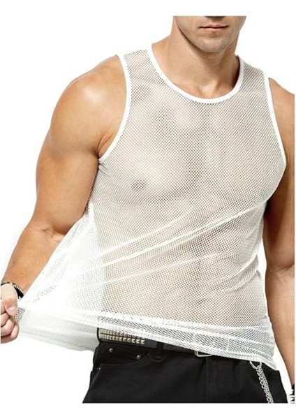 Sıfır Kol Fileli Fitness Body Gym Body Sporcu Uzun Sıfır Fileli Fitness Body Beyaz indirimleri