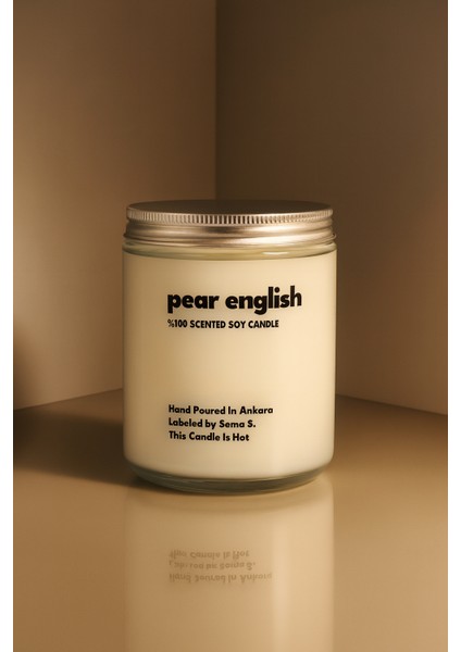 : Pear English : Cam Kavanozda Kokulu %100 Soya Mum (Şeftali, Kavun, Sandal Ağacı, Bergamot) fiyatları