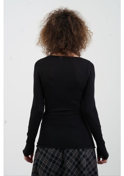 Siyah Kayık Yaka Modal Kaşmir Bluz fırsatları