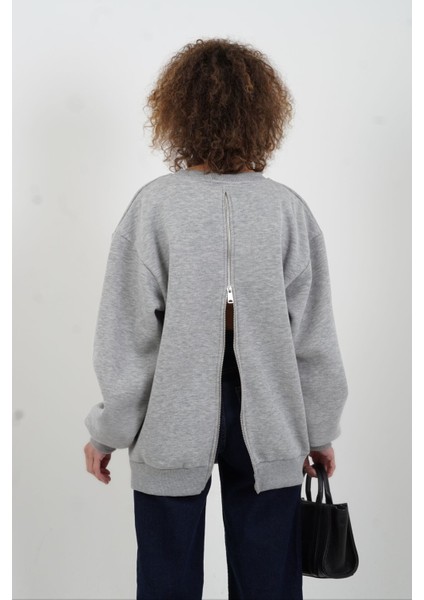 San Francisco Nakışlı Arkası Fermuarlı Oversize Sweatshirt modelleri