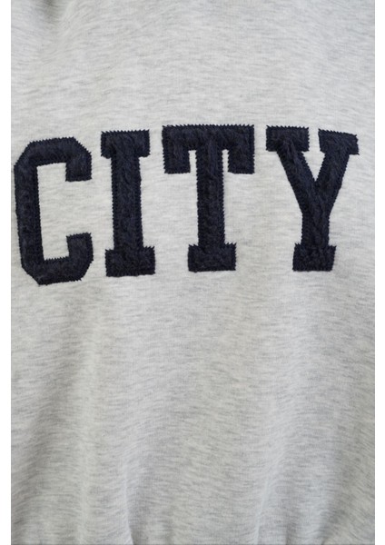 City Nakışlı Peluş Kapüşonlu Sweatshirt modelleri