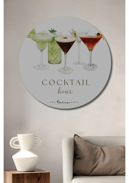 Kokteyl Saati Dekoratif Ahşap Mdf Ev/işyeri Duvar Tablo Yuvarlak Ev/işyeri Duvar Tablo