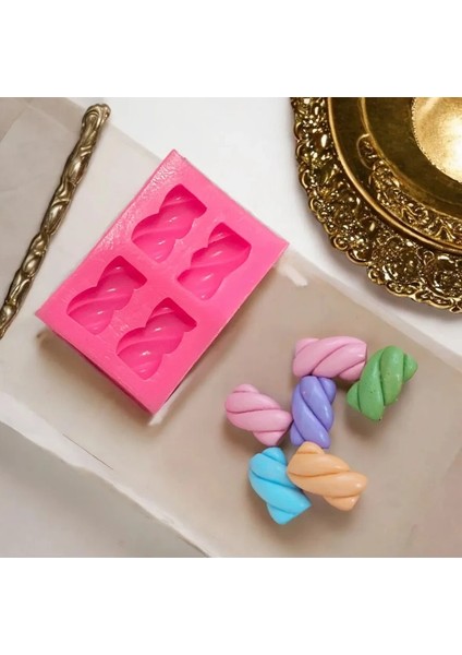 Dörtlü Burgu Şeker Silikon Kalıbı