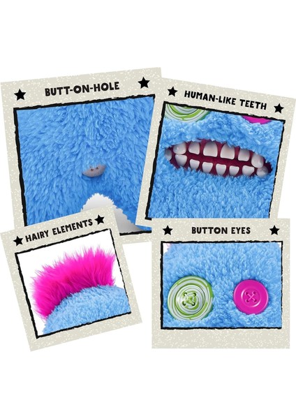 Kıllı Süper Yumuşak Zuru Fuggler Hairy Fuggs Peluş Oyuncak Sasquoosh Tuft Blue 22CM indirimleri