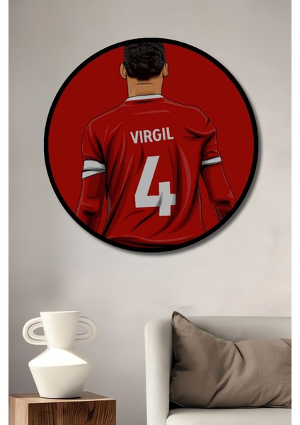 Çerçeve Görünümlü Oyuncusu Virgil Kırmızı Dekoratif Ahşap Mdf Tablo Yuvarlak Tablo