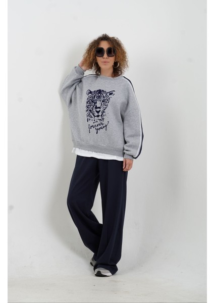 Kaplan Baskılı Tshirt Detaylı Oversize Sweatshirt fiyatları