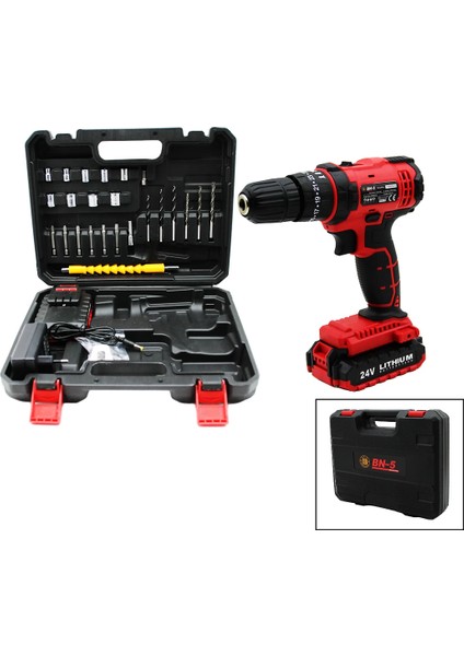 Banco Bn-5 F-136 Stanlıy Kırmızı 24W Professıonal Şarjlı Darbeli Matkap Seti Çantalı (5148)