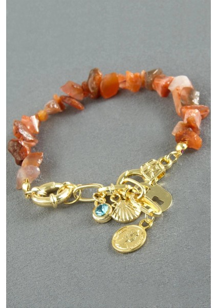 Şans Figürlü Akik Kırık Doğaltaş Bileklik