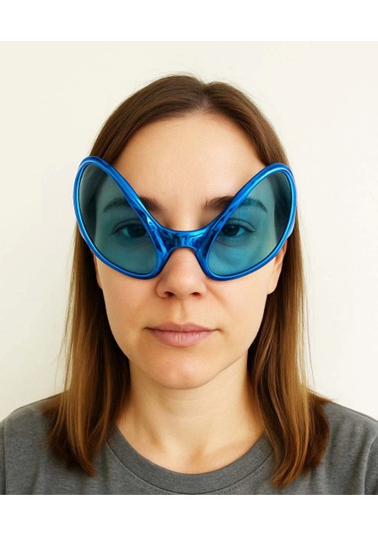 Retro Gözlük - 80 Li 90 Lı Yıllar Parti Gözlüğü Mavi Renk 8X13 cm fiyatları