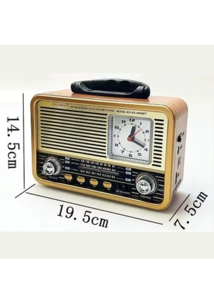 Buffer® Orta Boy Saat Göstergeli Retro Ahşap Tasarım Bluetooth Hoparlörlü Radyo – Fm/am Destekli, Şarjlı ve Taşınabilir Radyo NS-8898 modelleri