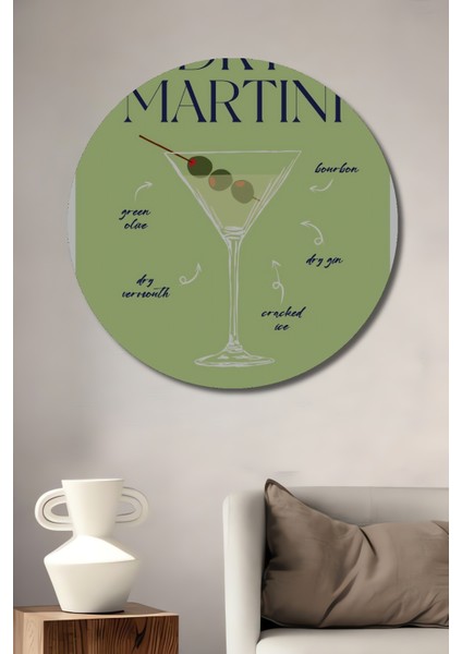 Dry Martini Tarifi Dekoratif Ahşap Mdf Ev/işyeri Duvar Tablo Yuvarlak Ev/işyeri Duvar Tablo