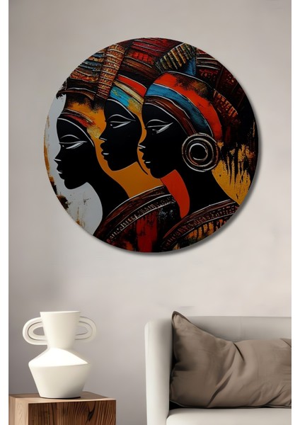 Renkli Etnik Kadınlar Ahşap Mdf Dekoratif Ev/işyeri Duvar Tablo Yuvarlak Ev/işyeri Duvar Tablo