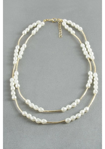 Oval Inci Ikili Kolye