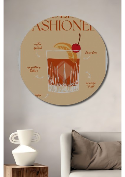 Old Fashioned Kokteyl Ahşap Mdf Dekoratif Ev/işyeri Duvar Tablo Yuvarlak Ev/işyeri Duvar Tablo