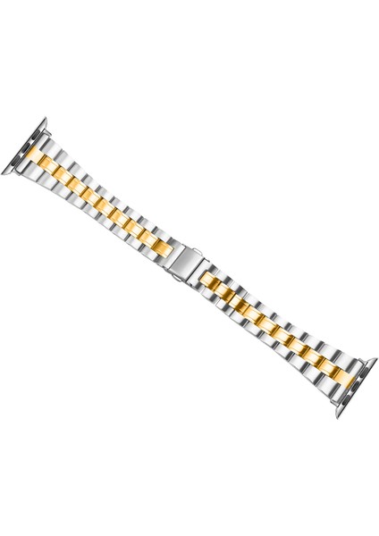 Apple Watch Series 10 42MM/9 8 7 41MM/SE (2023) Se (2022) Se 6 5 4 40MM/3 2 1 38MM Saat Kayışı Paslanmaz Çelik-Gümüş+Altın (Yurt Dışından) fiyatları