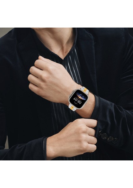Apple Watch Series 10 42MM/9 8 7 41MM/SE (2023) Se (2022) Se 6 5 4 40MM/3 2 1 38MM Saat Kayışı Paslanmaz Çelik-Gümüş+Altın (Yurt Dışından) fırsatları