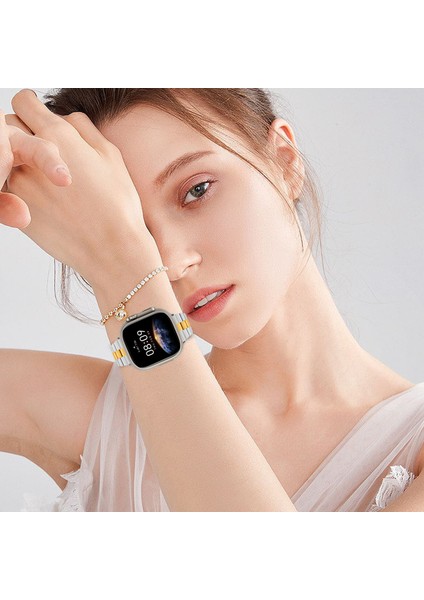 Apple Watch Series 10 42MM/9 8 7 41MM/SE (2023) Se (2022) Se 6 5 4 40MM/3 2 1 38MM Saat Kayışı Paslanmaz Çelik-Gümüş+Altın (Yurt Dışından) indirimleri